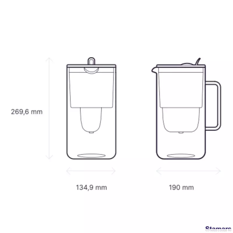 Ūdens filtrēšanas stikla krūze Glass Maxfor+, Pelēks