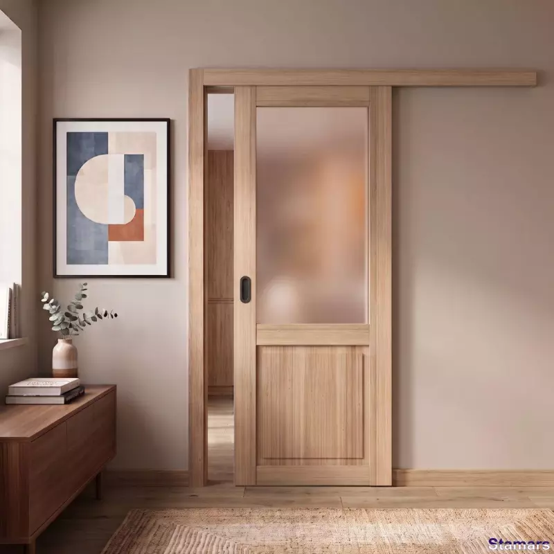Bīdāmās iekšdurvis Golda GLASS Zelts ozols PVC Deluxe